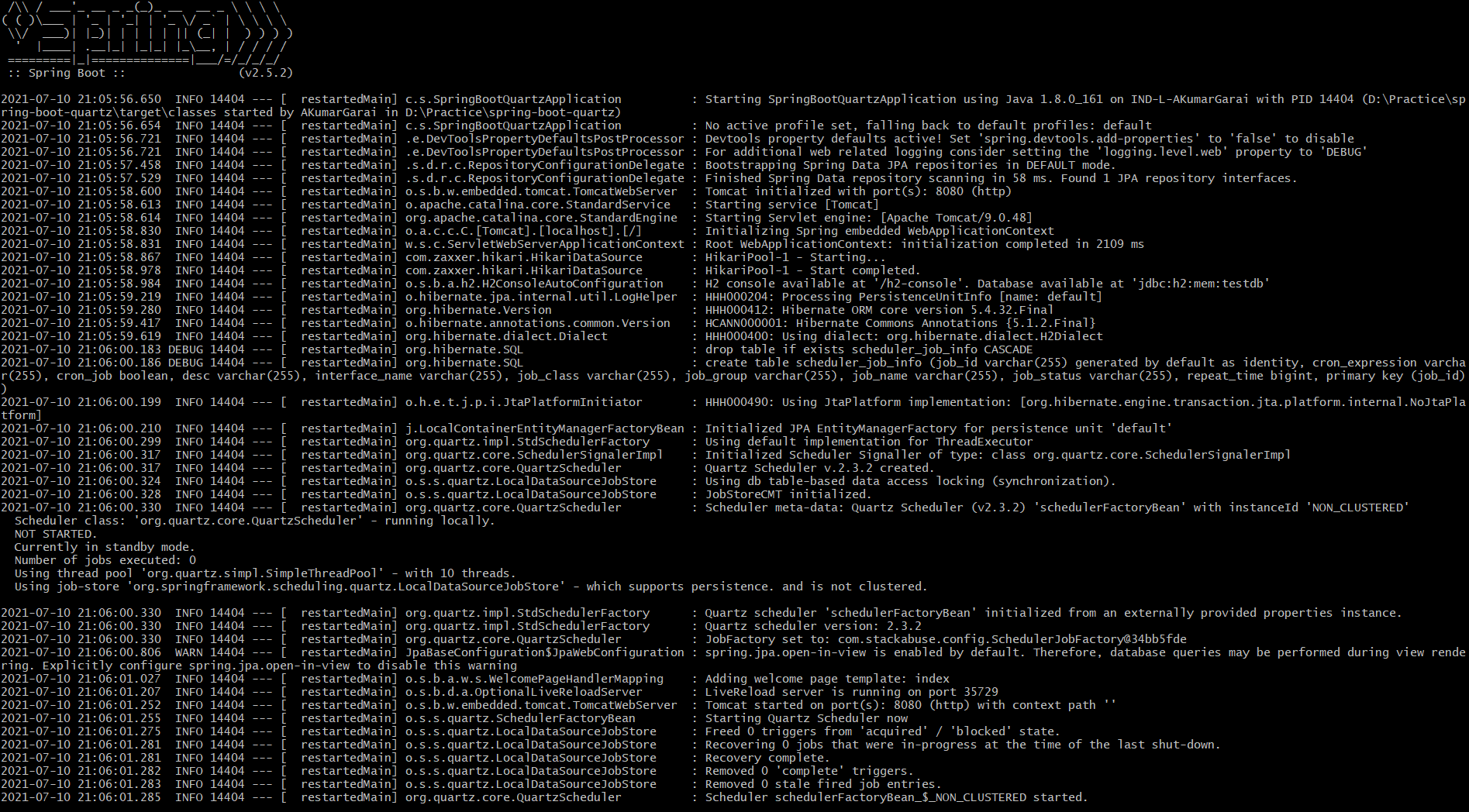 Primirje Papar Podsje a Spring Boot Quartz Randonneursj